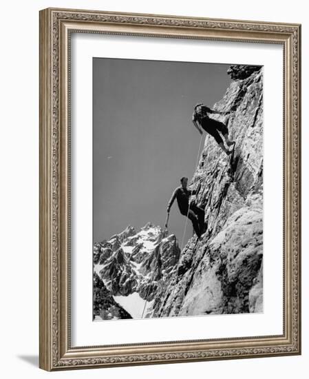 People Climbing the Teton Mountains-Hansel Mieth-Framed Photographic Print