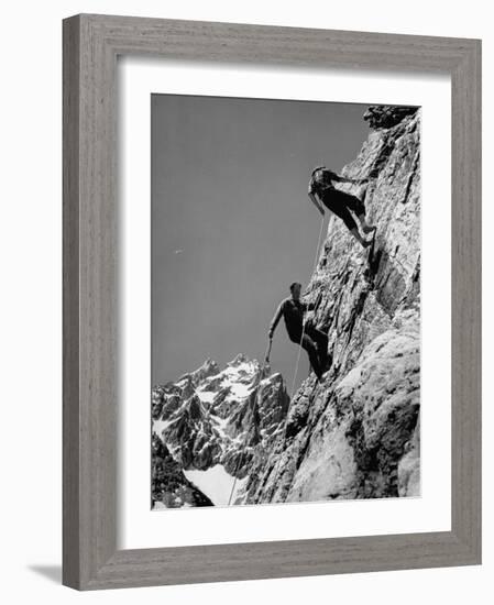 People Climbing the Teton Mountains-Hansel Mieth-Framed Photographic Print