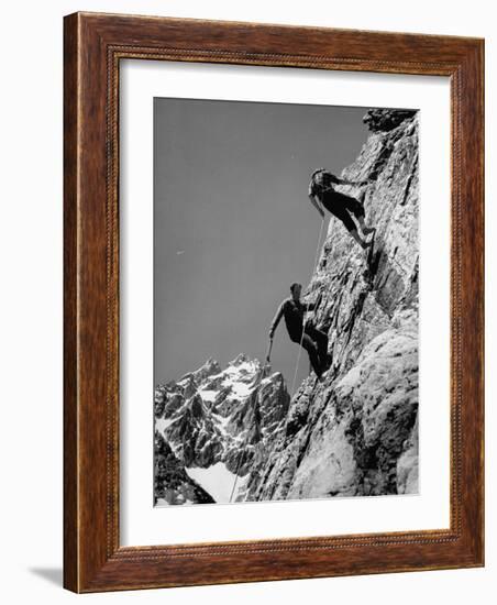 People Climbing the Teton Mountains-Hansel Mieth-Framed Photographic Print