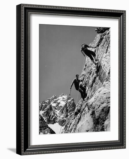 People Climbing the Teton Mountains-Hansel Mieth-Framed Photographic Print