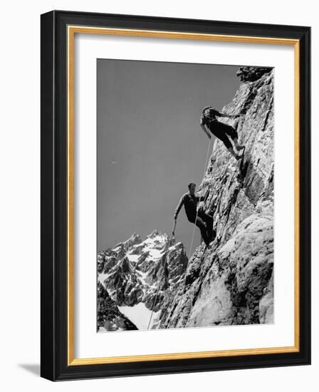 People Climbing the Teton Mountains-Hansel Mieth-Framed Photographic Print