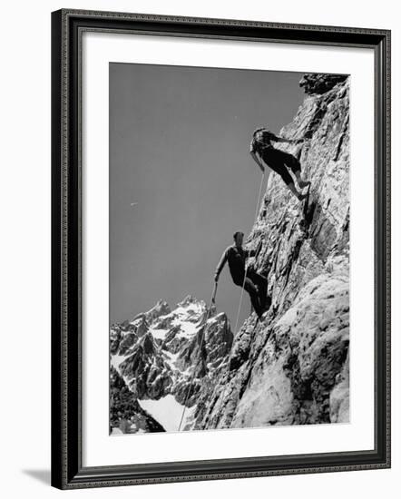 People Climbing the Teton Mountains-Hansel Mieth-Framed Photographic Print