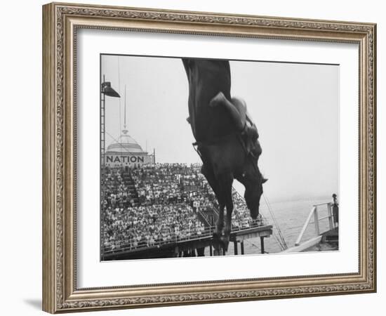 People Come Out to See the Diving Horse-Peter Stackpole-Framed Photographic Print