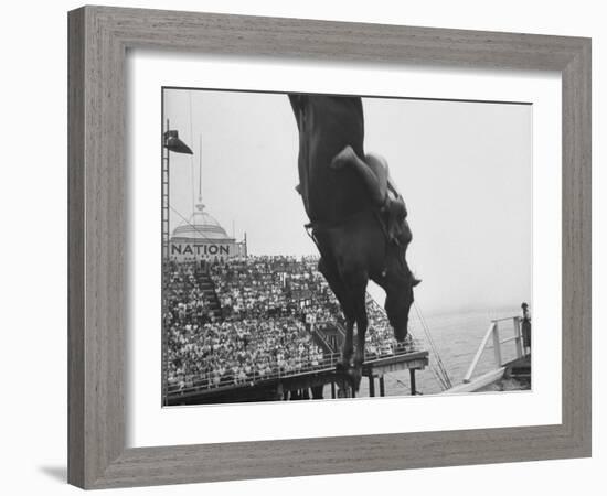 People Come Out to See the Diving Horse-Peter Stackpole-Framed Photographic Print