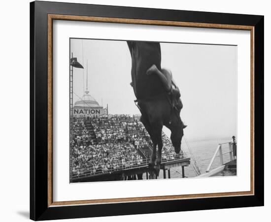 People Come Out to See the Diving Horse-Peter Stackpole-Framed Photographic Print