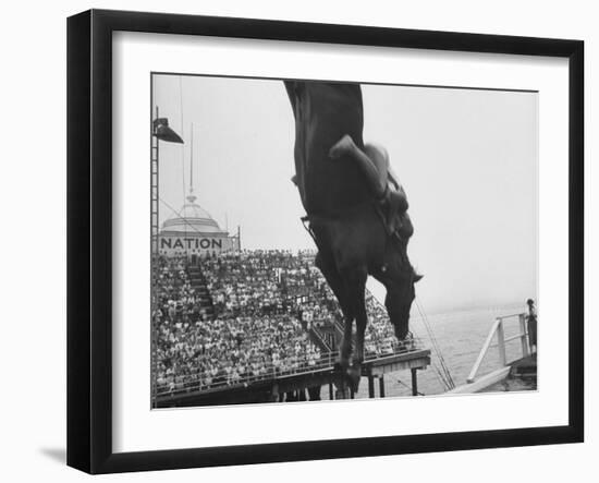 People Come Out to See the Diving Horse-Peter Stackpole-Framed Photographic Print