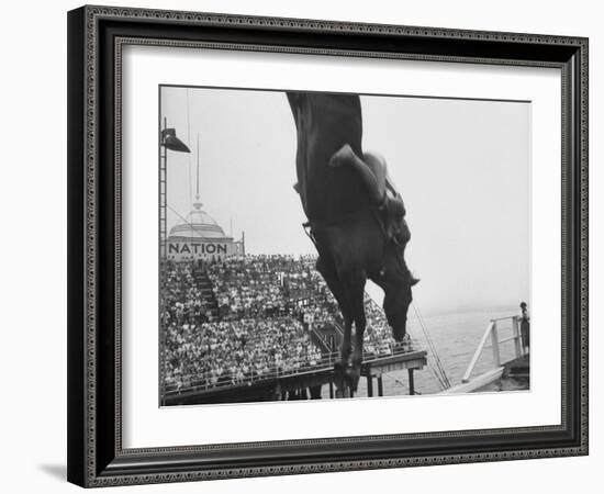 People Come Out to See the Diving Horse-Peter Stackpole-Framed Photographic Print