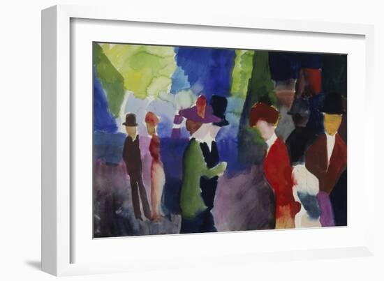 People, Coming across Each Other, 1913-Auguste Macke-Framed Giclee Print