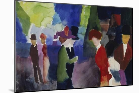 People, Coming across Each Other, 1913-Auguste Macke-Mounted Giclee Print