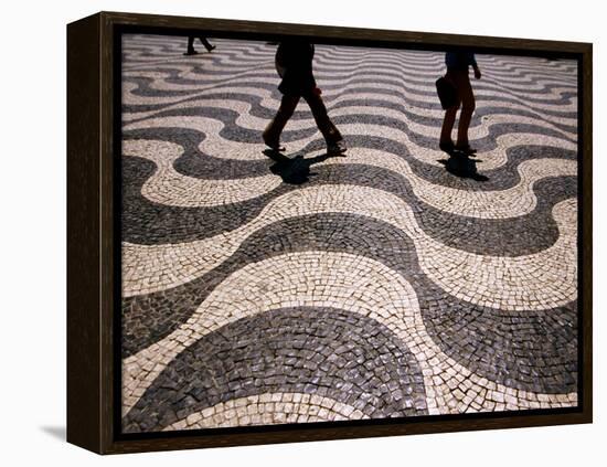 People Crossing Praca Dom Pedro IV (Rossio), Lisbon, Portugal-Martin Lladó-Framed Premier Image Canvas