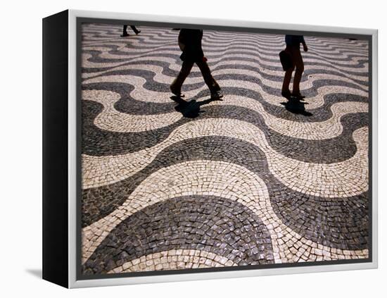 People Crossing Praca Dom Pedro IV (Rossio), Lisbon, Portugal-Martin Lladó-Framed Premier Image Canvas