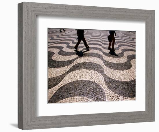 People Crossing Praca Dom Pedro IV (Rossio), Lisbon, Portugal-Martin Lladó-Framed Photographic Print