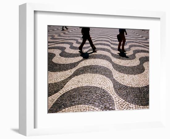 People Crossing Praca Dom Pedro IV (Rossio), Lisbon, Portugal-Martin Lladó-Framed Photographic Print