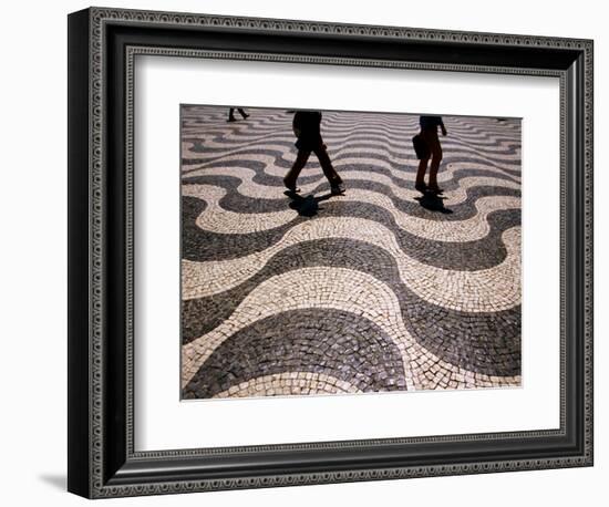 People Crossing Praca Dom Pedro IV (Rossio), Lisbon, Portugal-Martin Lladó-Framed Photographic Print