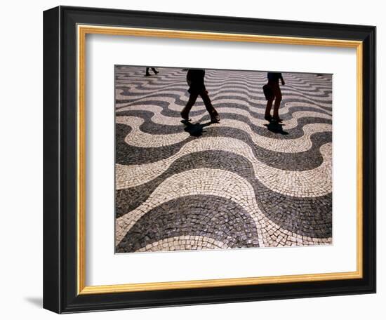 People Crossing Praca Dom Pedro IV (Rossio), Lisbon, Portugal-Martin Lladó-Framed Photographic Print