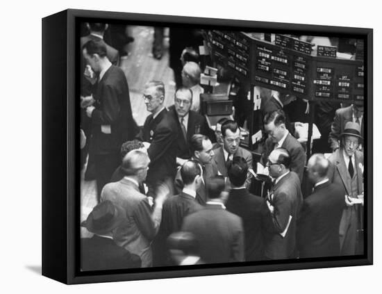 People Crowding the Stock Exchange Building-Charles E^ Steinheimer-Framed Premier Image Canvas