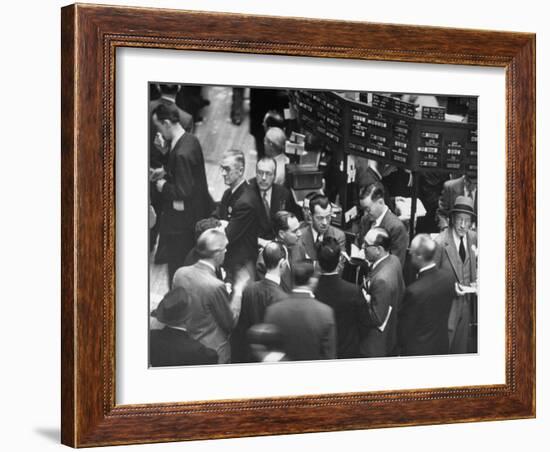 People Crowding the Stock Exchange Building-Charles E^ Steinheimer-Framed Photographic Print