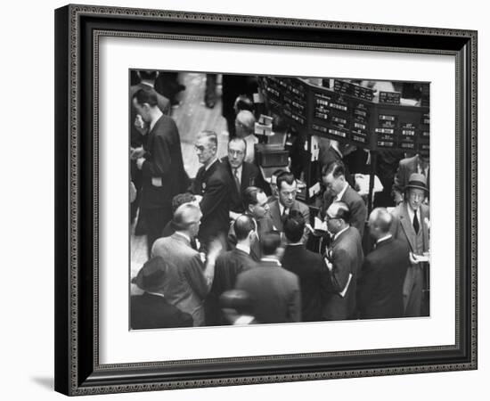 People Crowding the Stock Exchange Building-Charles E^ Steinheimer-Framed Photographic Print