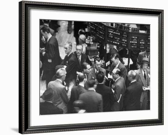 People Crowding the Stock Exchange Building-Charles E^ Steinheimer-Framed Photographic Print