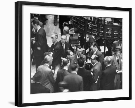 People Crowding the Stock Exchange Building-Charles E^ Steinheimer-Framed Photographic Print