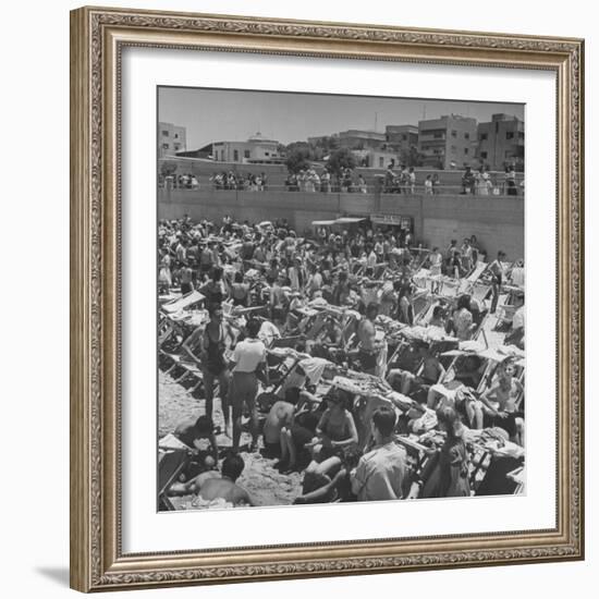 People Crowding the Tel Aviv Beach on a Saturday Morning-null-Framed Photographic Print