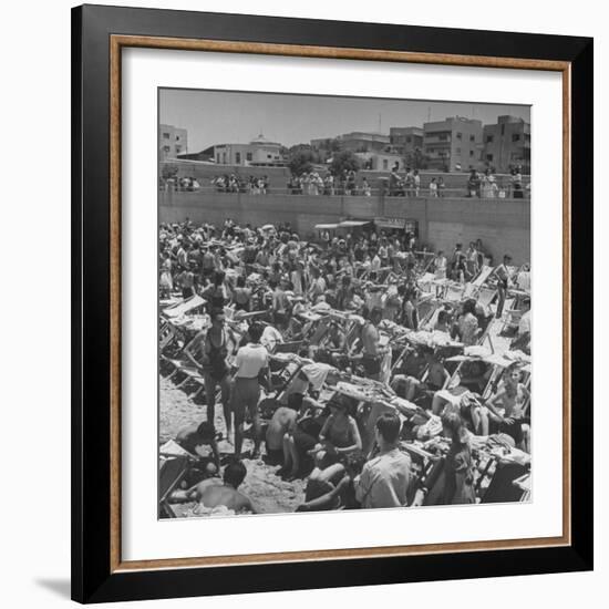 People Crowding the Tel Aviv Beach on a Saturday Morning-null-Framed Photographic Print