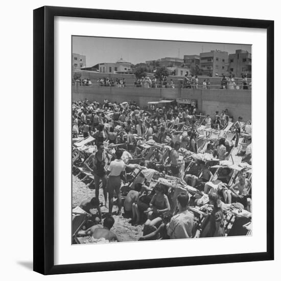 People Crowding the Tel Aviv Beach on a Saturday Morning-null-Framed Photographic Print