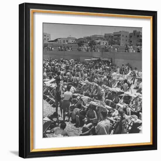 People Crowding the Tel Aviv Beach on a Saturday Morning-null-Framed Photographic Print