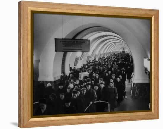 People Crowding Through Station in New Subway-Ed Clark-Framed Premier Image Canvas