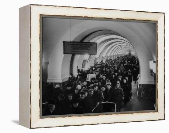 People Crowding Through Station in New Subway-Ed Clark-Framed Premier Image Canvas