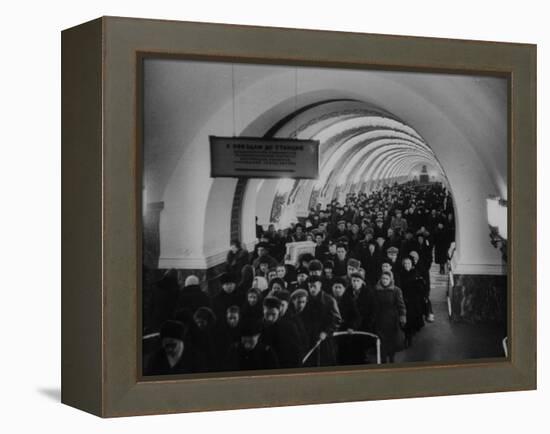 People Crowding Through Station in New Subway-Ed Clark-Framed Premier Image Canvas