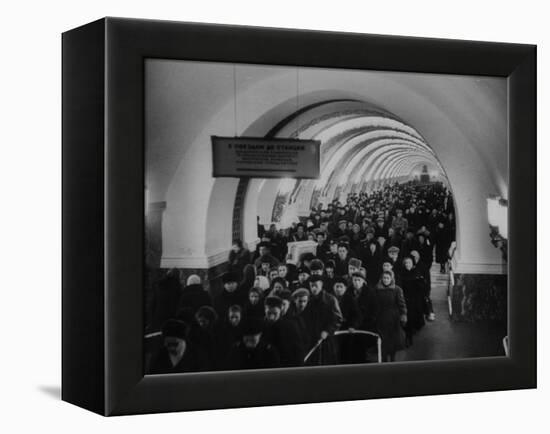 People Crowding Through Station in New Subway-Ed Clark-Framed Premier Image Canvas