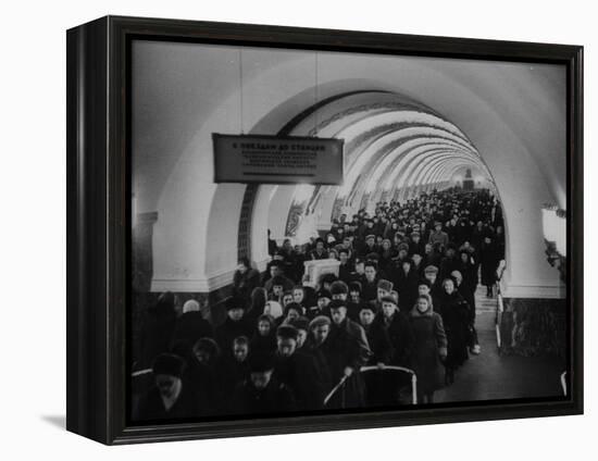 People Crowding Through Station in New Subway-Ed Clark-Framed Premier Image Canvas