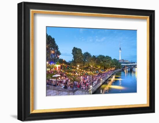 People dancing by the Spree River and Bode Museum, Berlin, Germany-Sabine Lubenow-Framed Premium Photographic Print