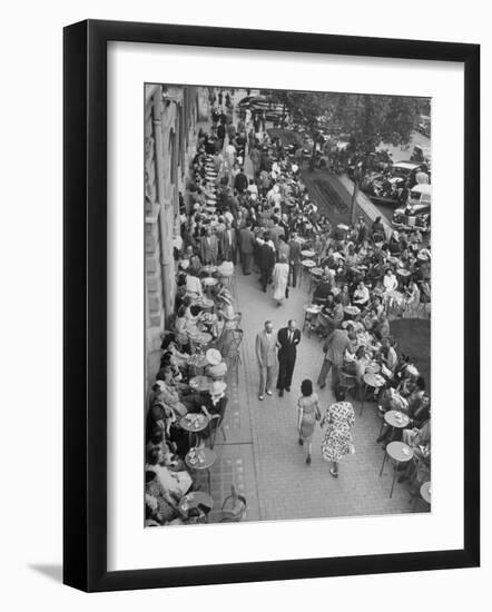 People Dining at Outside Cafe Next to the Hotel Excelsior-Dmitri Kessel-Framed Photographic Print