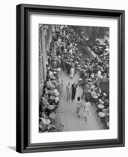 People Dining at Outside Cafe Next to the Hotel Excelsior-Dmitri Kessel-Framed Photographic Print