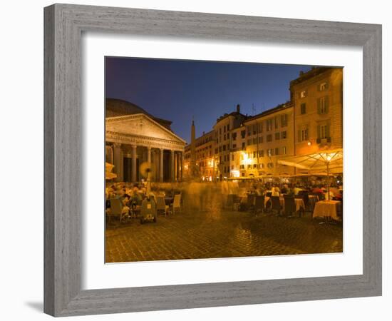 People Dining at Outside Restaurant Near the Pantheon, Rome, Lazio, Italy, Europe-Angelo Cavalli-Framed Photographic Print