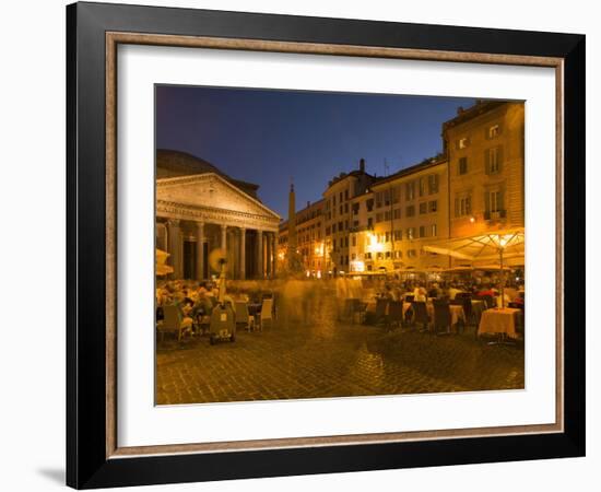 People Dining at Outside Restaurant Near the Pantheon, Rome, Lazio, Italy, Europe-Angelo Cavalli-Framed Photographic Print