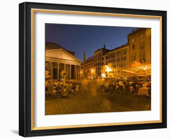 People Dining at Outside Restaurant Near the Pantheon, Rome, Lazio, Italy, Europe-Angelo Cavalli-Framed Photographic Print