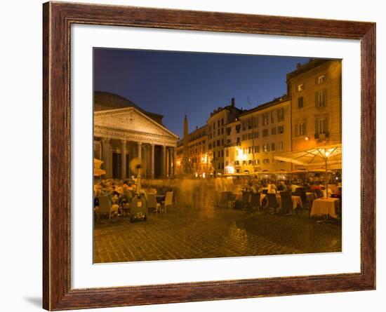 People Dining at Outside Restaurant Near the Pantheon, Rome, Lazio, Italy, Europe-Angelo Cavalli-Framed Photographic Print