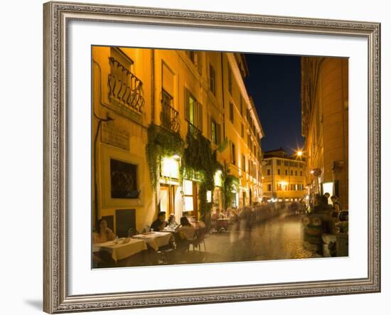 People Dining at Outside Restaurant, Rome, Lazio, Italy, Europe-Angelo Cavalli-Framed Photographic Print