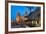 People Dining in Piazza Duomo in Front of the Norman Cathedral of Cefalu Illuminated at Night-Martin Child-Framed Photographic Print