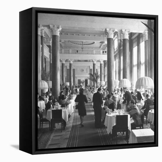 People Dining in the Hotel Dining Room-Thomas D^ Mcavoy-Framed Premier Image Canvas