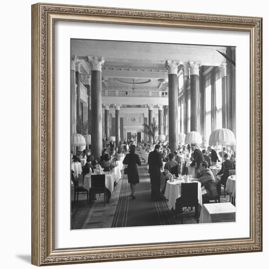 People Dining in the Hotel Dining Room-Thomas D^ Mcavoy-Framed Photographic Print