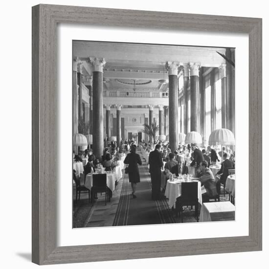 People Dining in the Hotel Dining Room-Thomas D^ Mcavoy-Framed Photographic Print