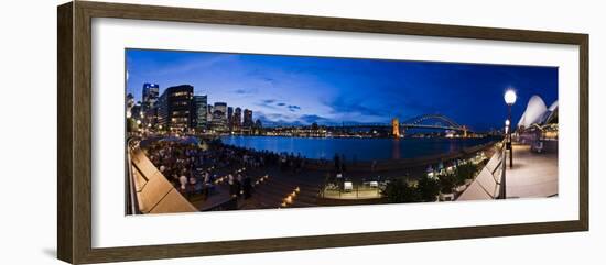 People Drinking at Opera House Bar at Sydney Opera House, Harbour Bridge and Skyline, Australia-Giles Bracher-Framed Photographic Print