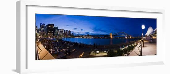 People Drinking at Opera House Bar at Sydney Opera House, Harbour Bridge and Skyline, Australia-Giles Bracher-Framed Photographic Print