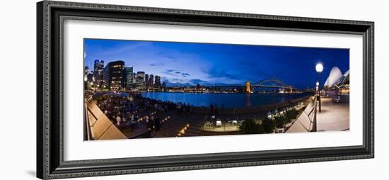 People Drinking at Opera House Bar at Sydney Opera House, Harbour Bridge and Skyline, Australia-Giles Bracher-Framed Photographic Print