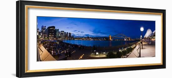 People Drinking at Opera House Bar at Sydney Opera House, Harbour Bridge and Skyline, Australia-Giles Bracher-Framed Photographic Print