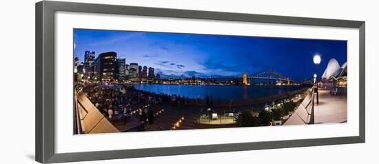 People Drinking at Opera House Bar at Sydney Opera House, Harbour Bridge and Skyline, Australia-Giles Bracher-Framed Photographic Print